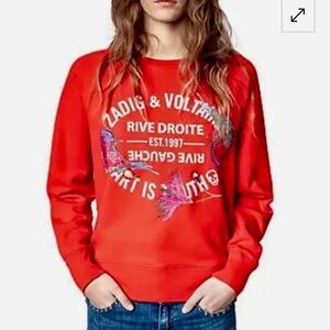 Zadig & Voltaire Embroidered Sweatshirt Tomato Red S 100% cotton nwot